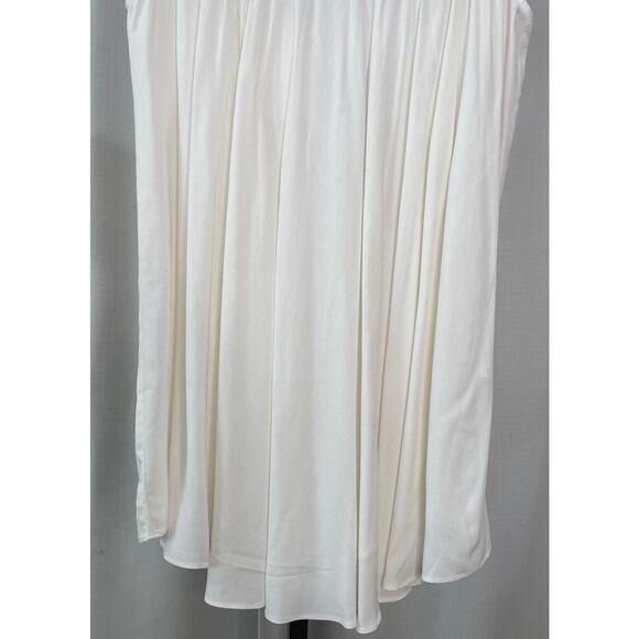 Embroidered Off-Shoulder Mini Dress - White and Gold - Picture 4 of 10